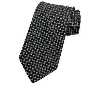 Ike Behar New York Signature Series Gray Silver Check Necktie